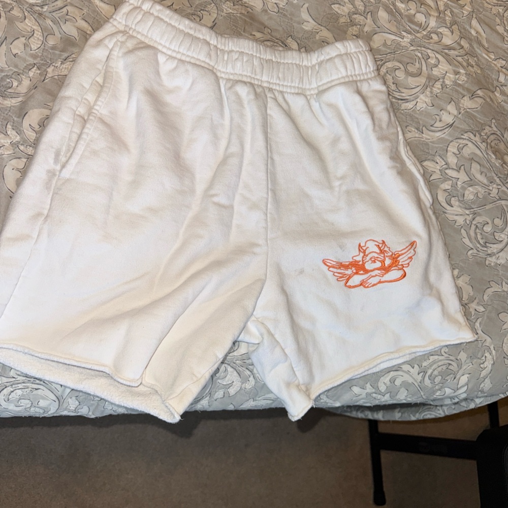 Boys Lie Athletic White and Orange Shorts